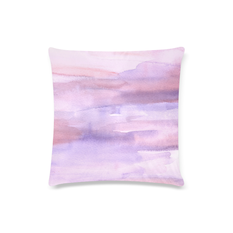 pink purple watercolor Custom Zippered Pillow Case 16"x16"(Twin Sides)