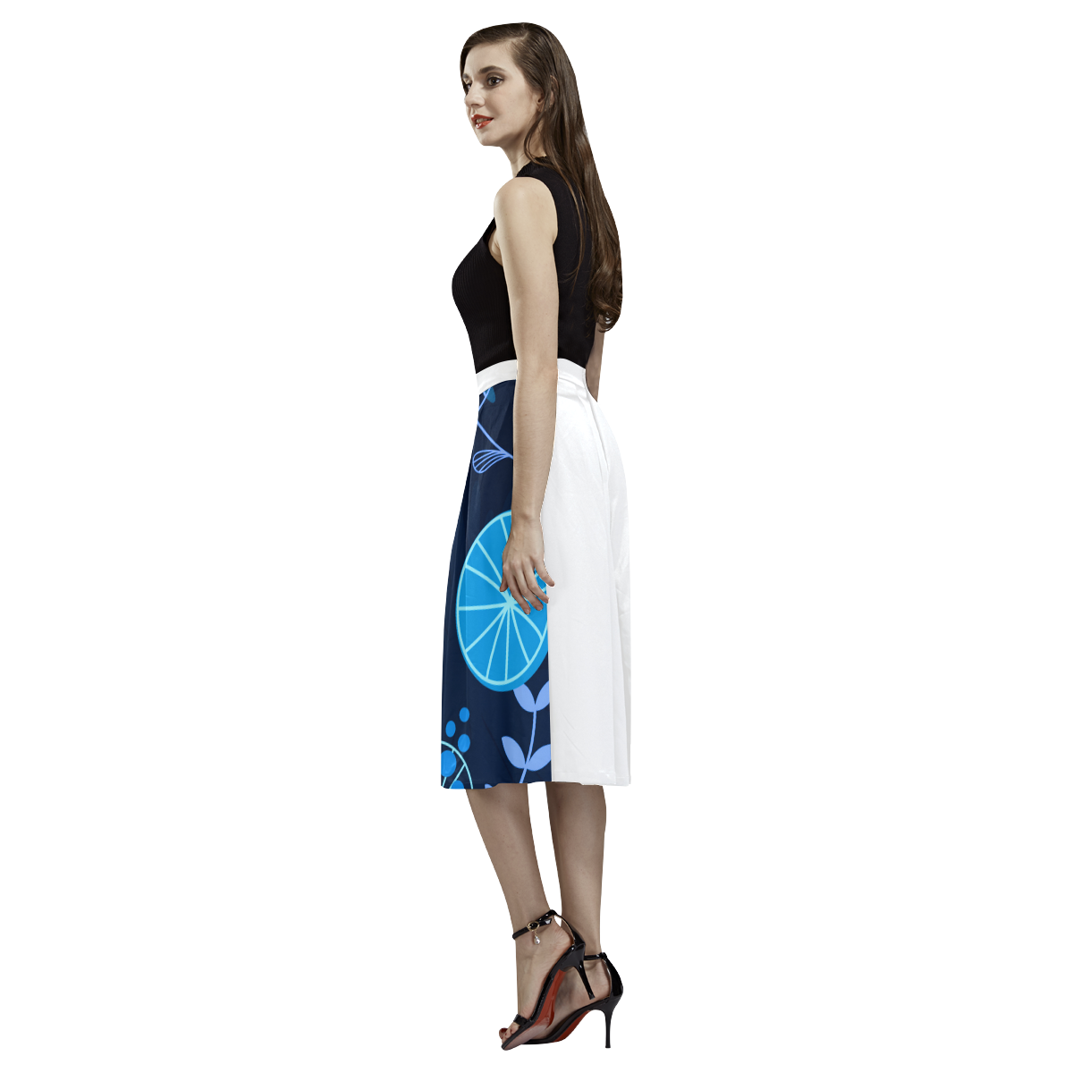 Luxury designers MIDI SKIRT / Blue folk Aoede Crepe Skirt (Model D16)