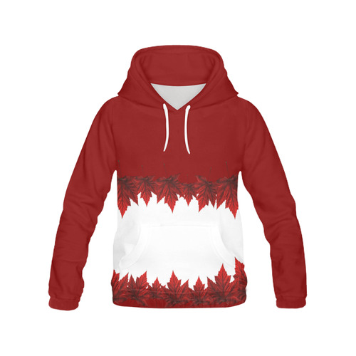 Red Maple Leaf Hoodies Canada Souvenir All Over Print Hoodie for Women (USA Size) (Model H13)