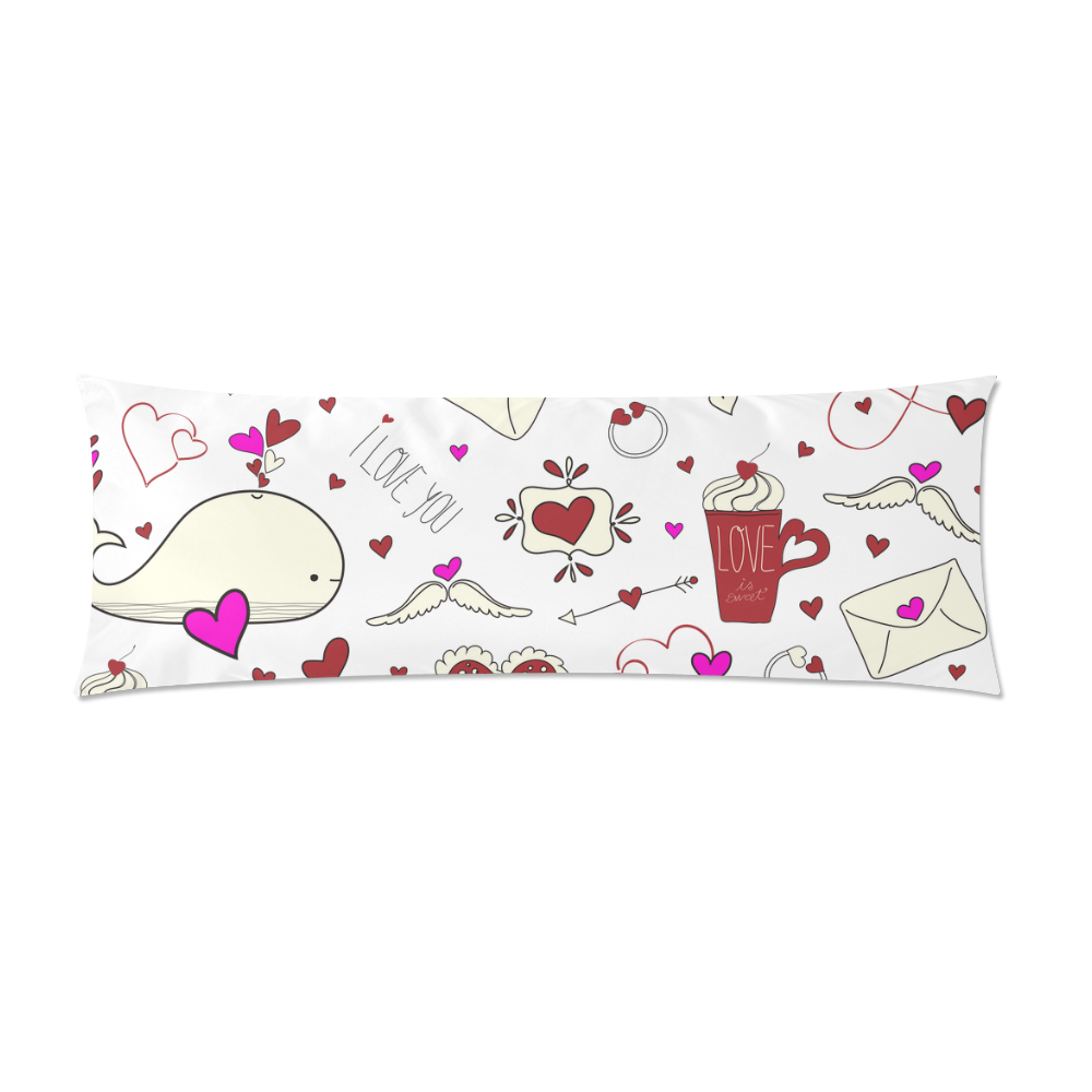 Valentine's Day LOVE HEARTS pattern red pink Custom Zippered Pillow Case 21"x60"(Two Sides)