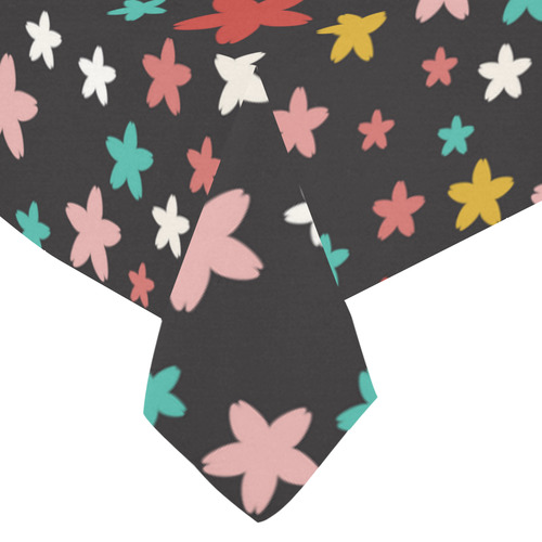 Symmetric Star Flowers Cotton Linen Tablecloth 60"x 84"