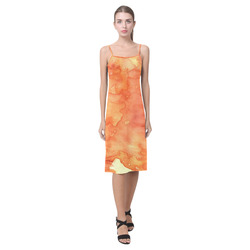 orange red watercolor Alcestis Slip Dress (Model D05)