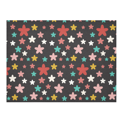 Symmetric Star Flowers Cotton Linen Tablecloth 52"x 70"