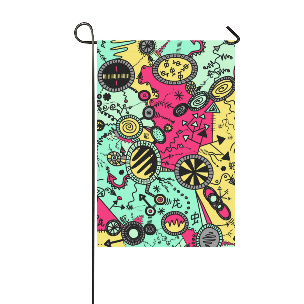 Comic Doodle Illustration in Colour Garden Flag 12‘’x18‘’（Without Flagpole）