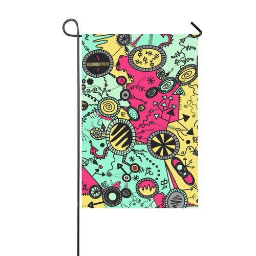 Comic Doodle Illustration in Colour Garden Flag 12‘’x18‘’（Without Flagpole）