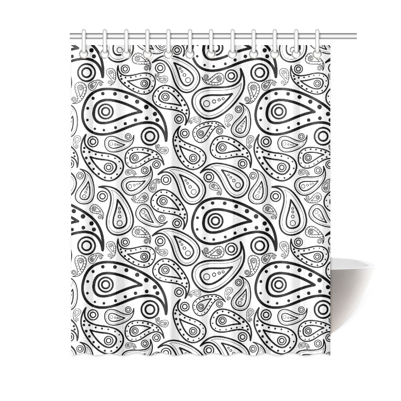 black and white paisley Shower Curtain 60"x72"
