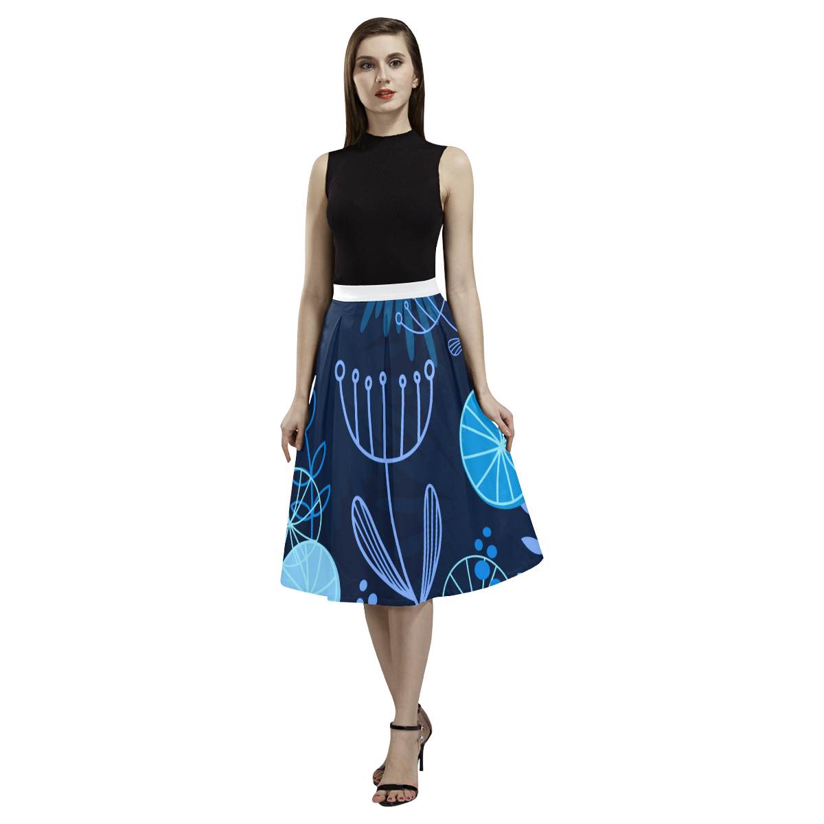 Luxury designers MIDI SKIRT / Blue folk Aoede Crepe Skirt (Model D16)