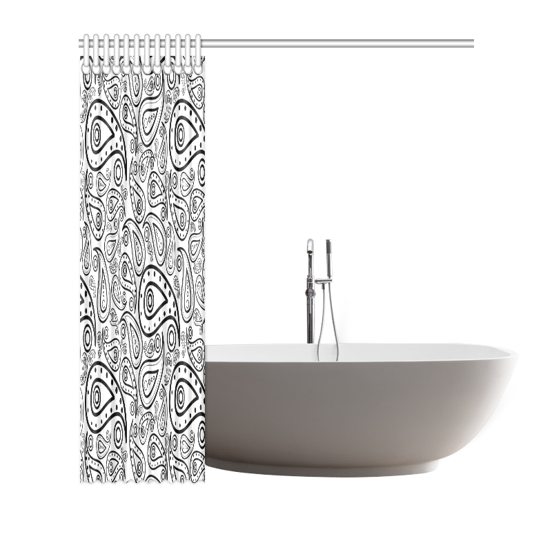 black and white paisley Shower Curtain 66"x72"