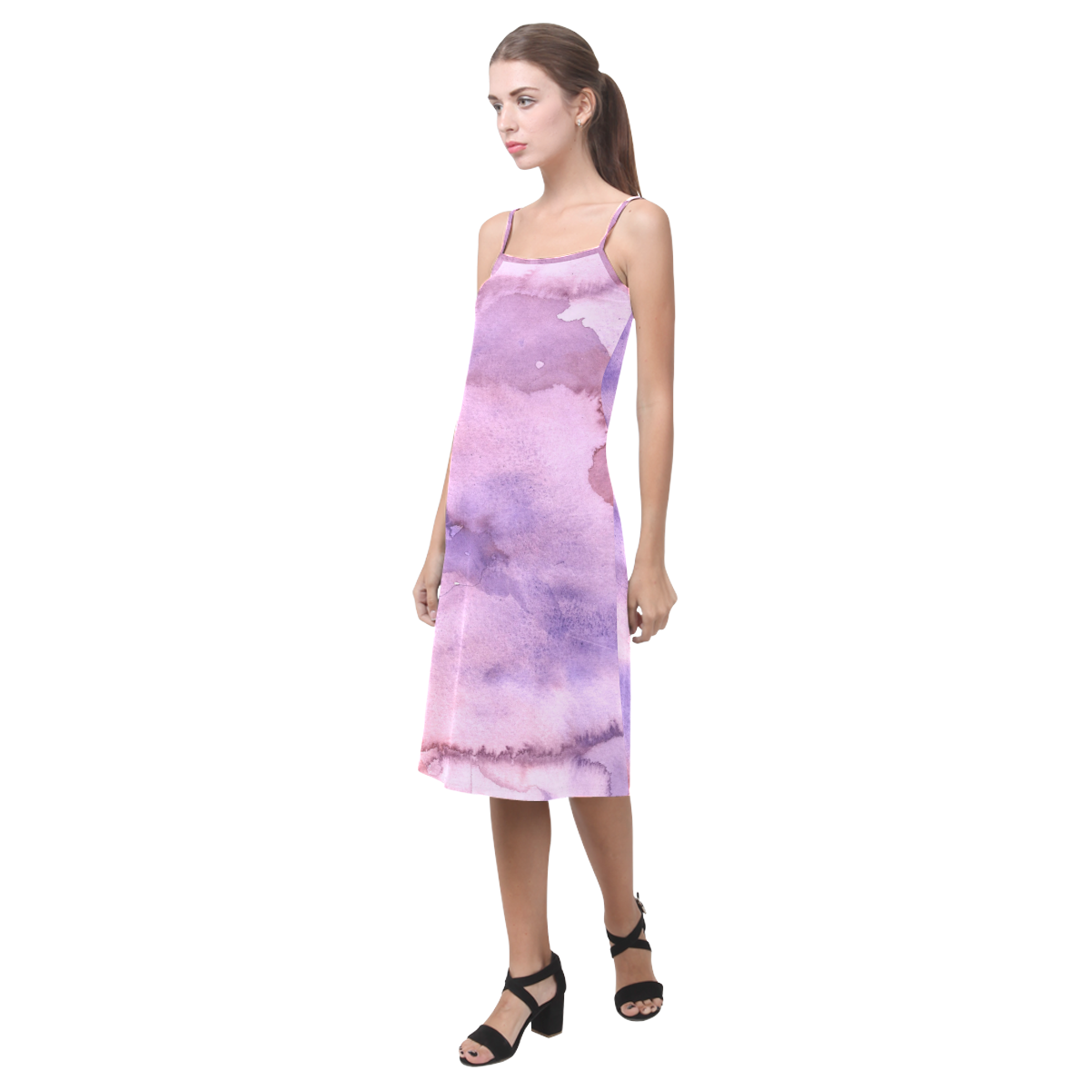 purple red watercolor Alcestis Slip Dress (Model D05)