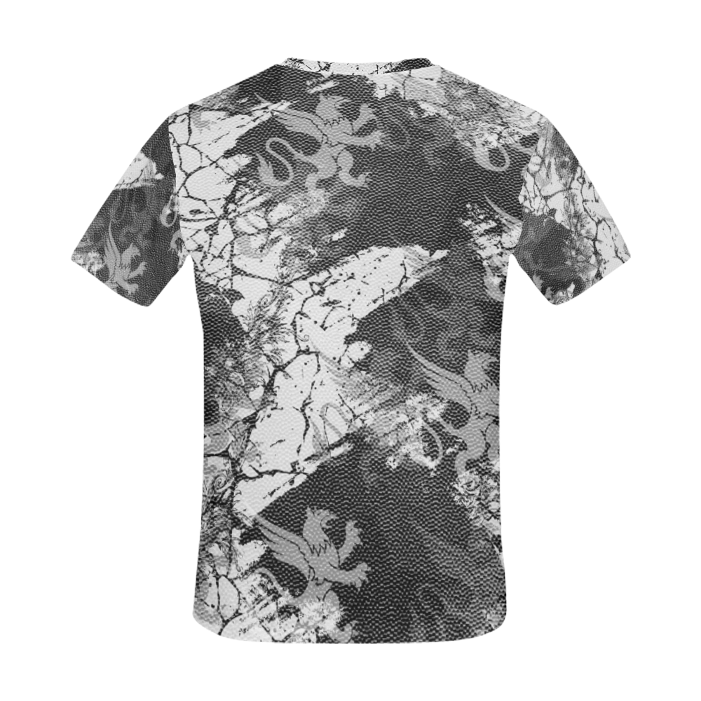 Royal Silver Gothic Griffin Print All Over Print T-Shirt for Men (USA Size) (Model T40)