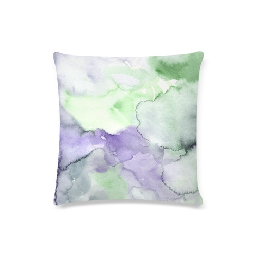 green purple watercolor Custom Zippered Pillow Case 16"x16"(Twin Sides)