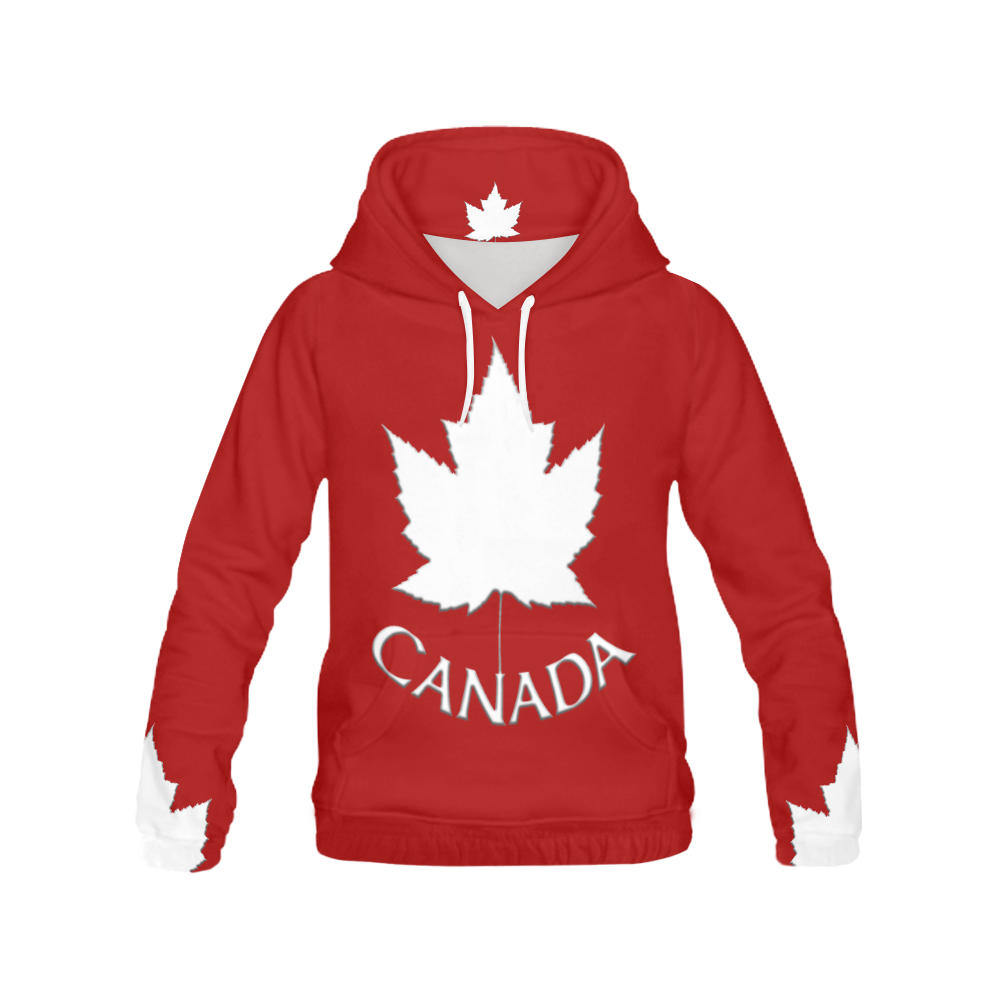 Canada Souvenir Hoodies Red Canada Shirts All Over Print Hoodie for Women (USA Size) (Model H13)
