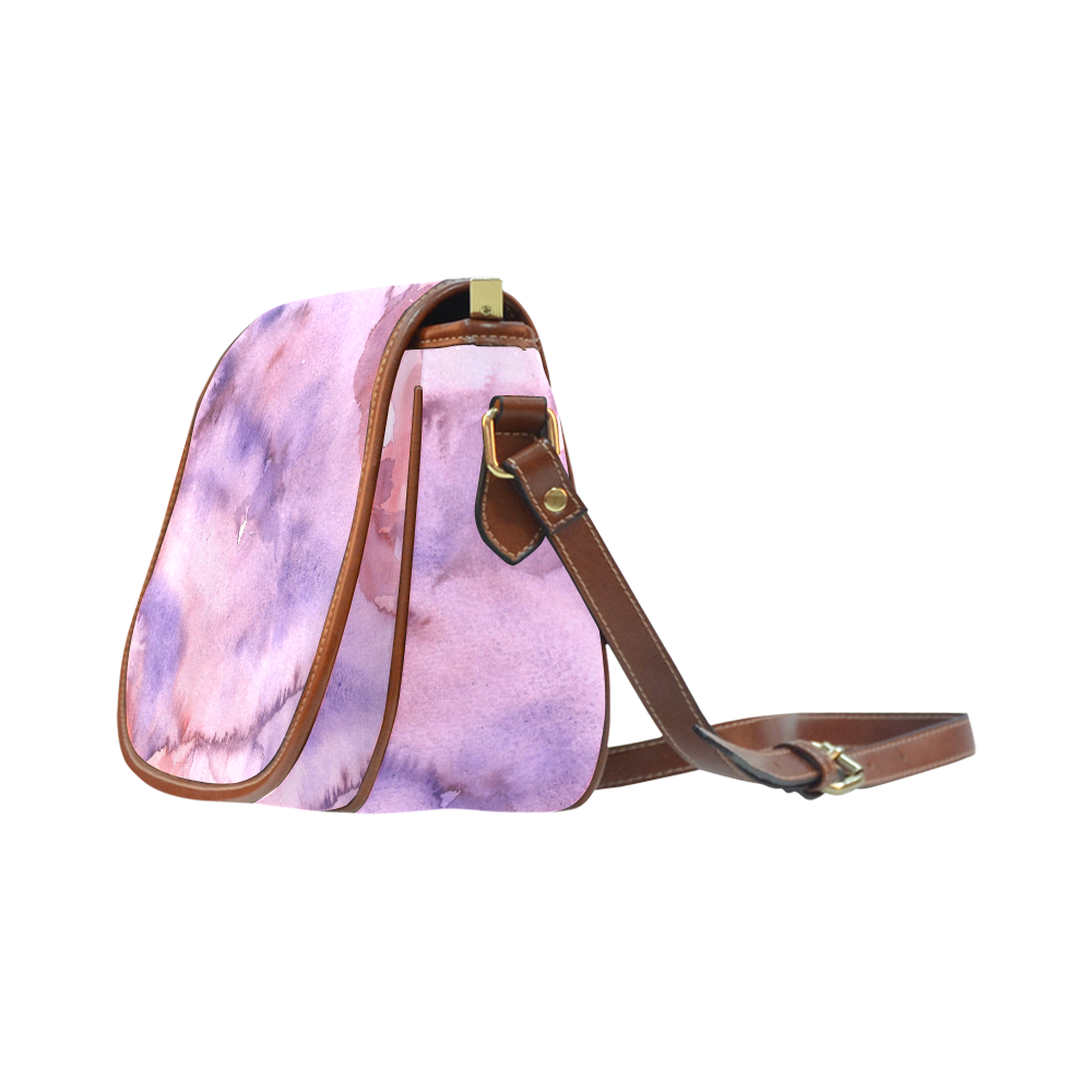 purple red watercolor Saddle Bag/Large (Model 1649)