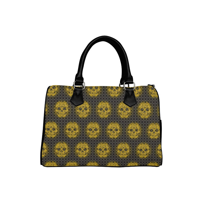 skulls and dotts,golden by JamColors Boston Handbag (Model 1621)