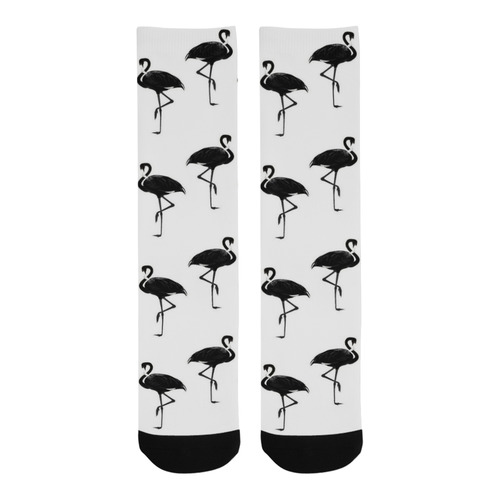 Flamingos Pattern Black and White Trouser Socks