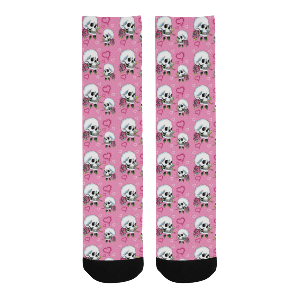 Pink heart skulls Trouser Socks