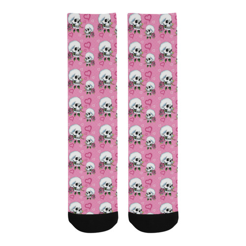 Pink heart skulls Trouser Socks