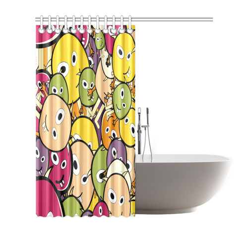 monster colorful doodle Shower Curtain 72"x72"