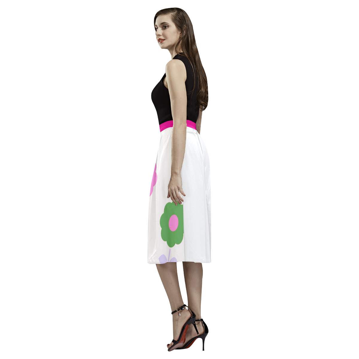 LUXURY LADIES SKIRT : Floral art Aoede Crepe Skirt (Model D16)