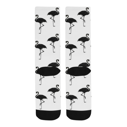 Flamingos Pattern Black and White Trouser Socks