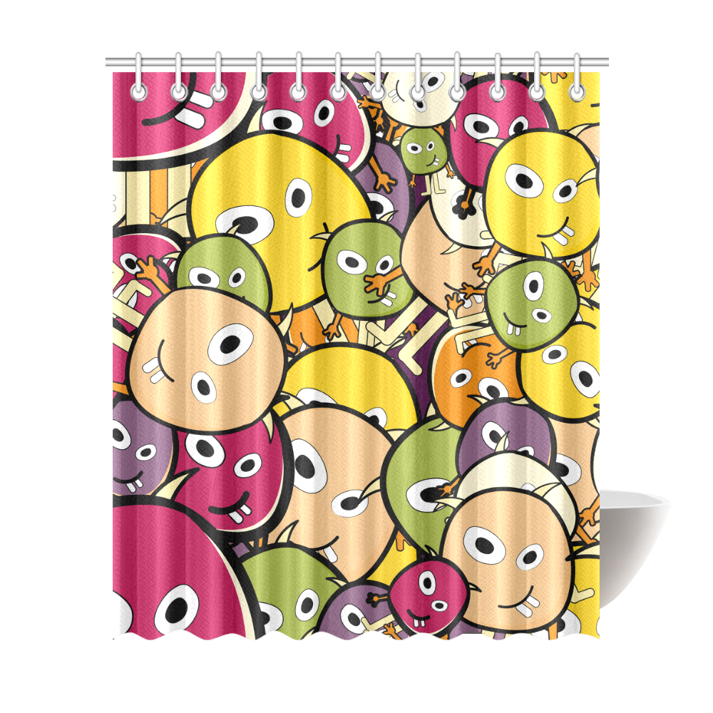 monster colorful doodle Shower Curtain 72"x84"