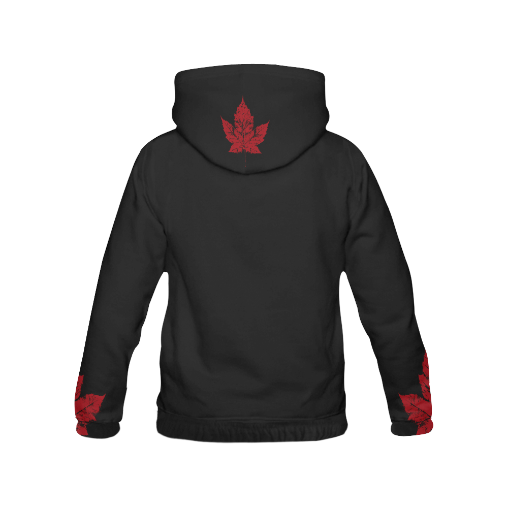 Black Canada Hoodies Cool Canada Shirts All Over Print Hoodie for Women (USA Size) (Model H13)