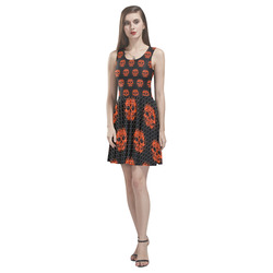 skulls and dotts, orange by JamColors Thea Sleeveless Skater Dress(Model D19)