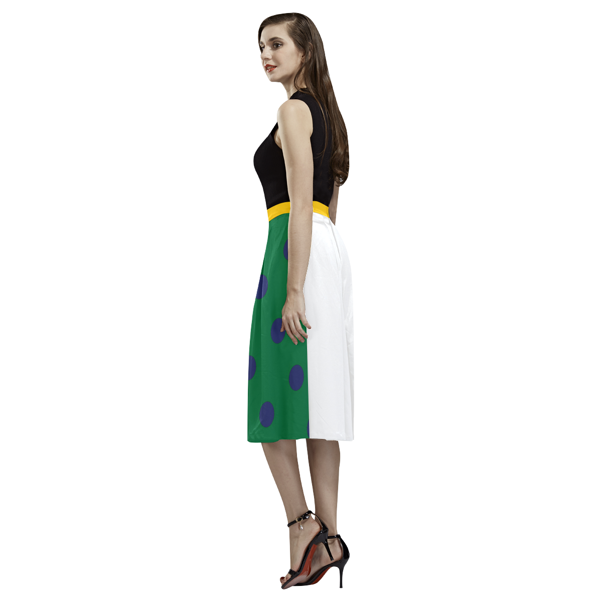 LUXURY LADY VINTAGE SKIRT WITH DOTS Aoede Crepe Skirt (Model D16)