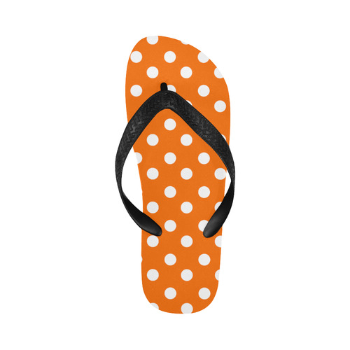 Orange Polka Dots Flip Flops for Men/Women (Model 040)