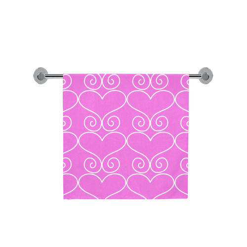 Hearts n Swirls Pattern on Pink Bath Towel 30"x56"