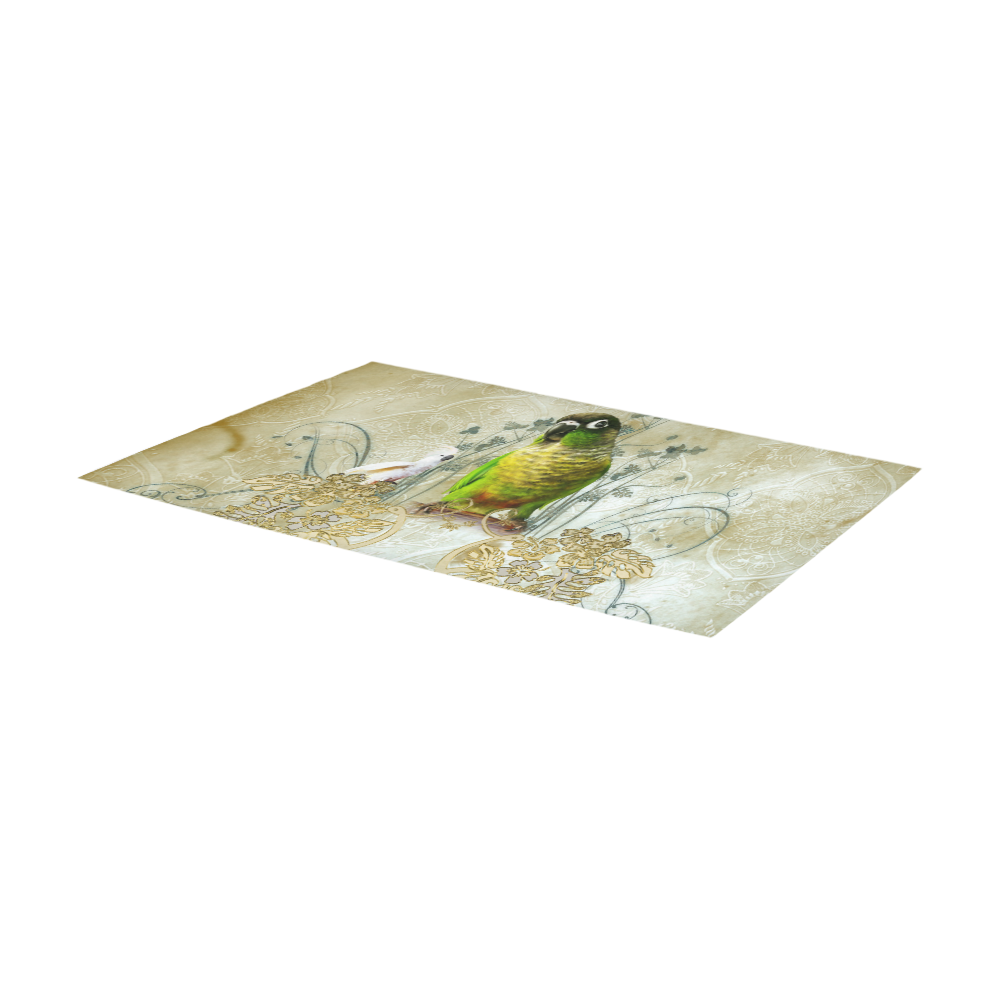 Sweet parrot with floral elements Area Rug 7'x3'3''