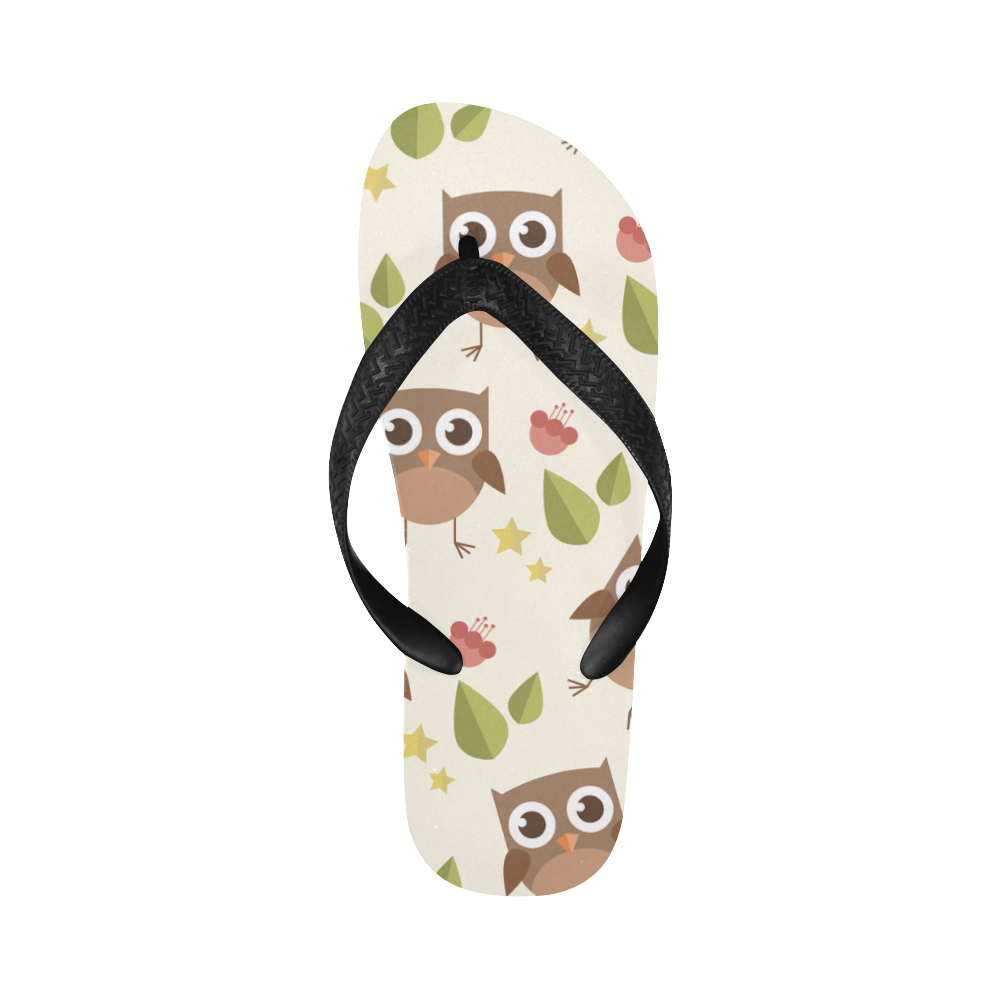 Modern Retro Owl Pattern Flip Flops for Men/Women (Model 040)