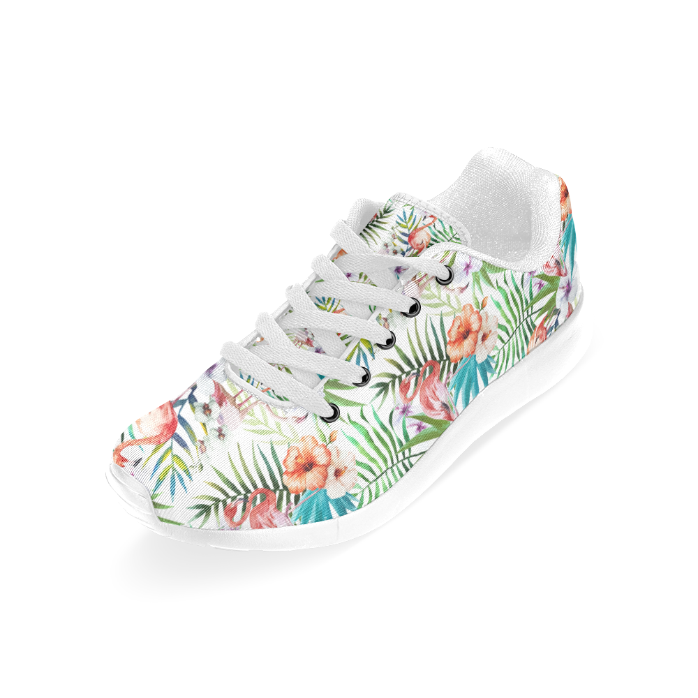 Tropical Paradise Ferns and Flamingos Women’s Running Shoes (Model 020)