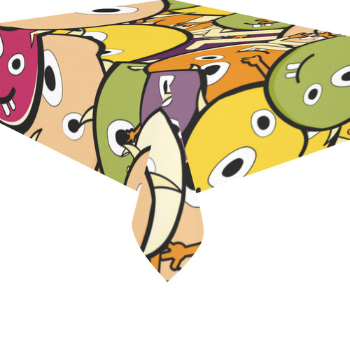 monster colorful doodle Cotton Linen Tablecloth 52"x 70"
