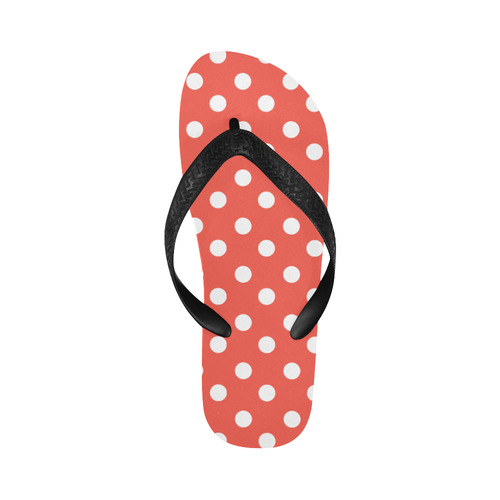 Orange Red Polka Dots Flip Flops for Men/Women (Model 040)