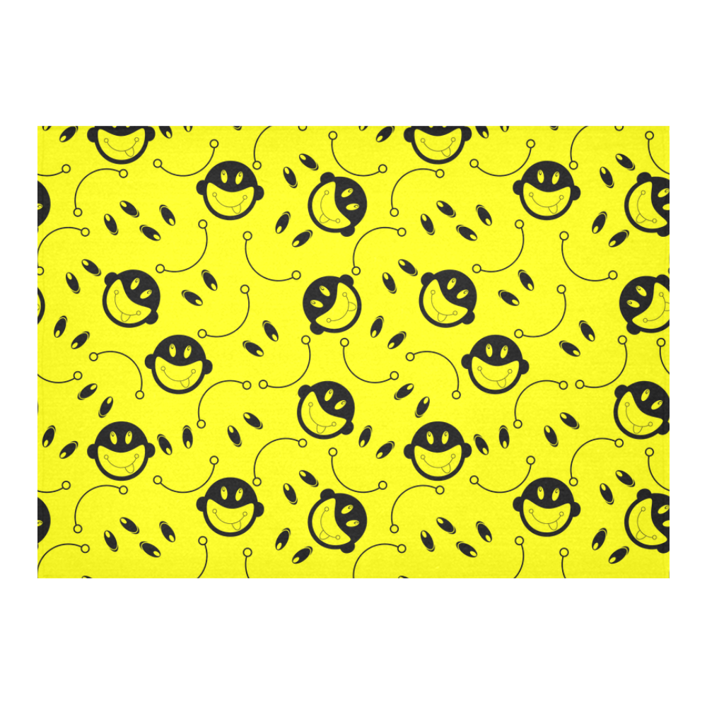 monkey tongue out on yellow Cotton Linen Tablecloth 60"x 84"