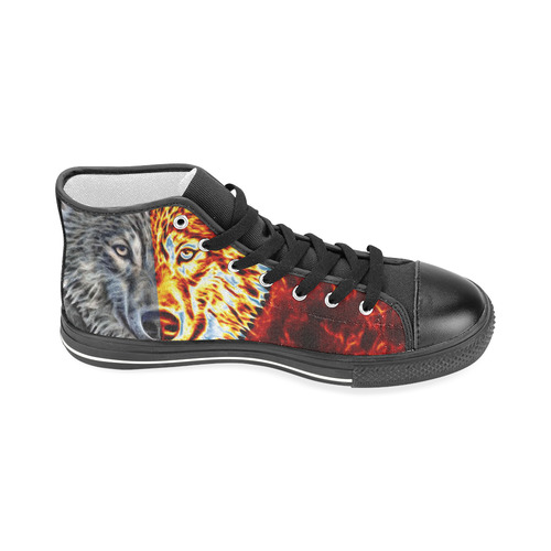 A Graceful WOLF Looks Into Your Eyes Two-colored Men’s Classic High Top Canvas Shoes (Model 017)