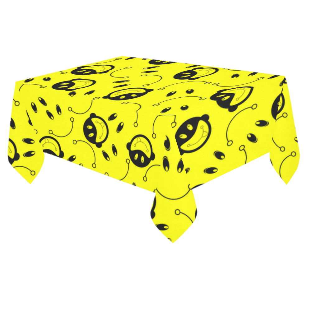 monkey tongue out on yellow Cotton Linen Tablecloth 60"x 84"