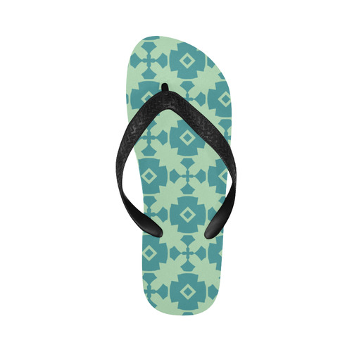 Teal Mint Geometric Tile Pattern Flip Flops for Men/Women (Model 040)