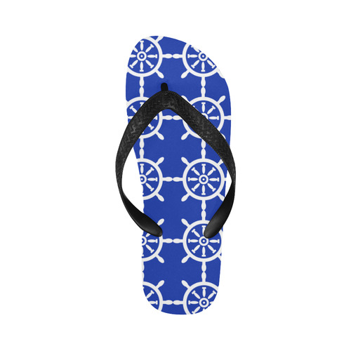 Nautical Ship Wheel Flip Flops for Men/Women (Model 040)