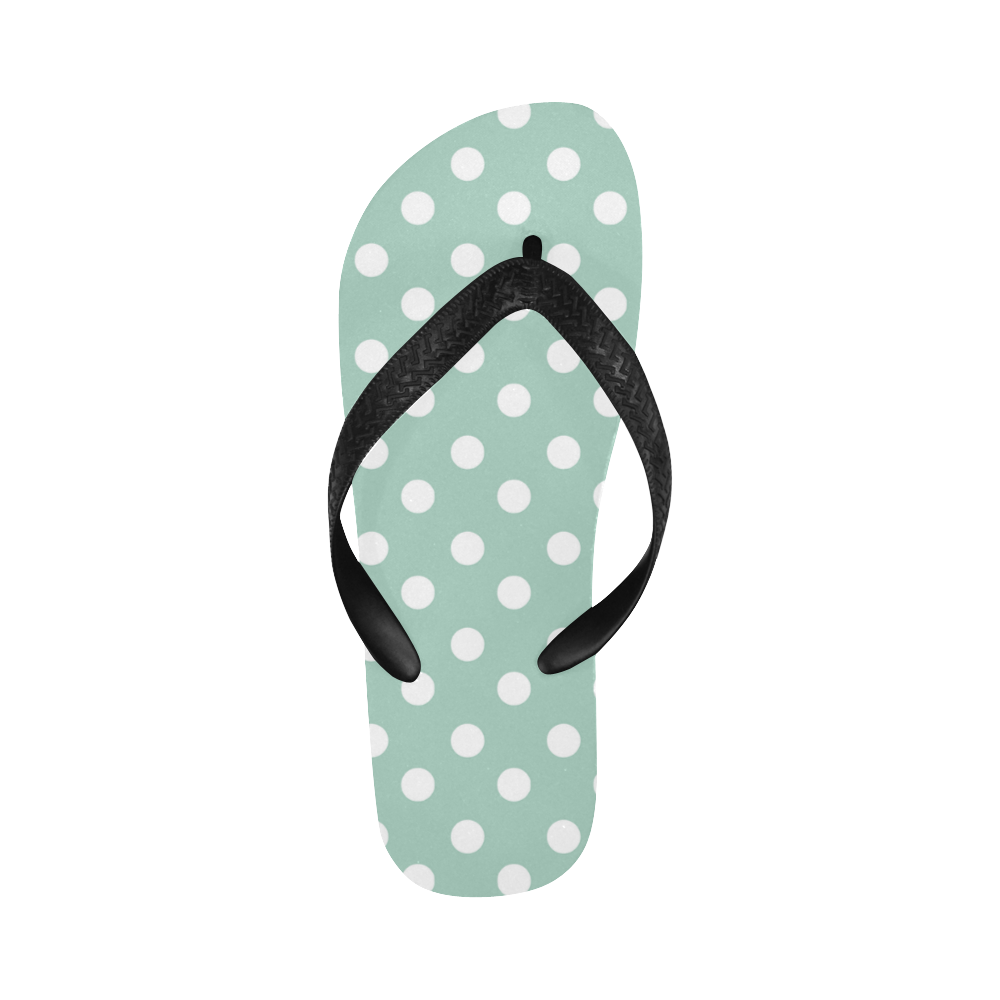Aqua Polka Dots Flip Flops for Men/Women (Model 040)