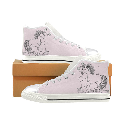 Pink Unicorn Fantasy Art Women's Classic High Top Canvas Shoes (Model 017)