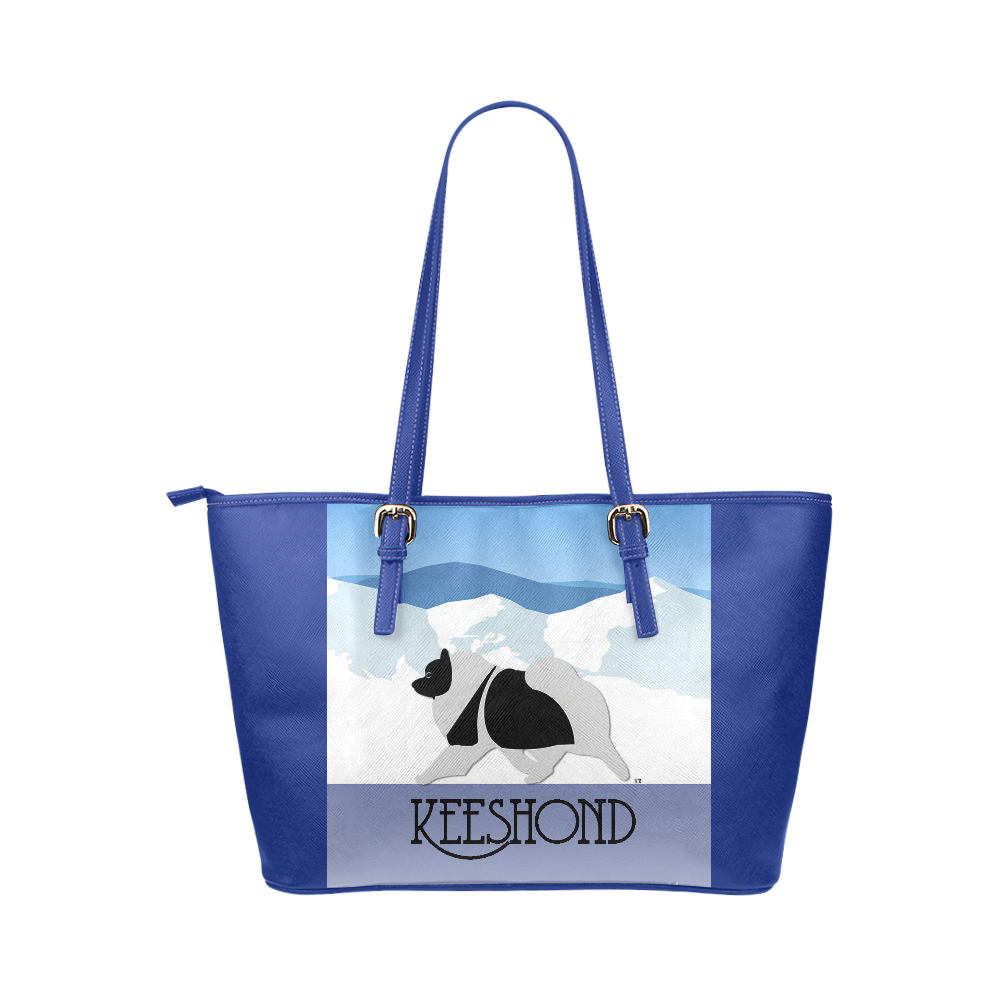 Keeshond  Rockin the Rockies 3 Leather Tote Bag/Large (Model 1651)