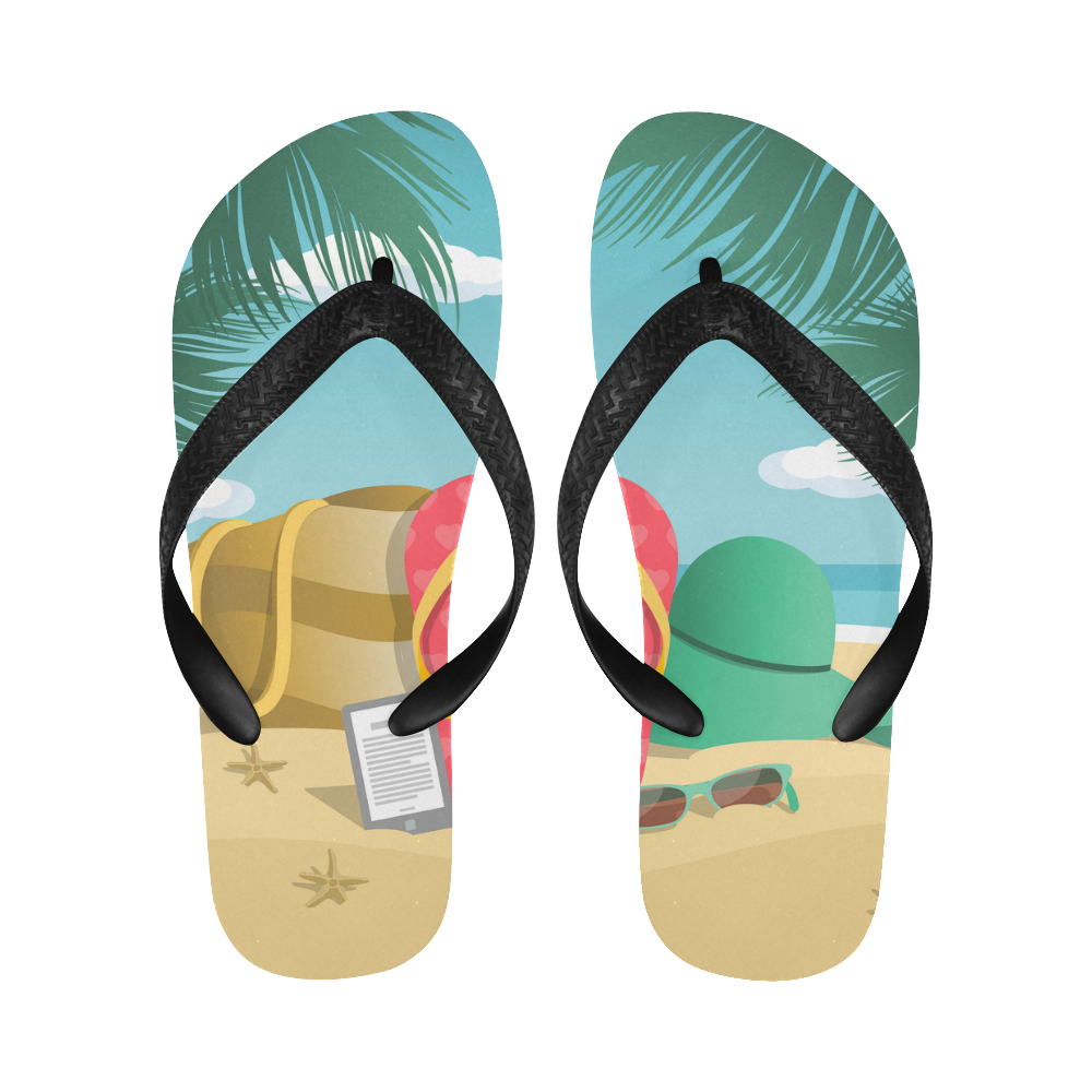 Summer Tropical Island Scenery Flip Flops for Men/Women (Model 040)