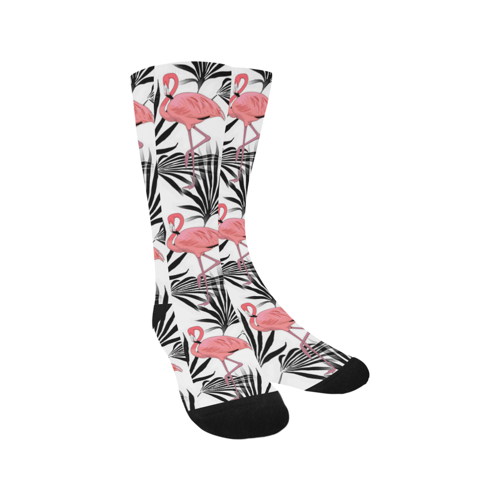 Pink Flamingo Tropical Palm Tree Fronds Trouser Socks