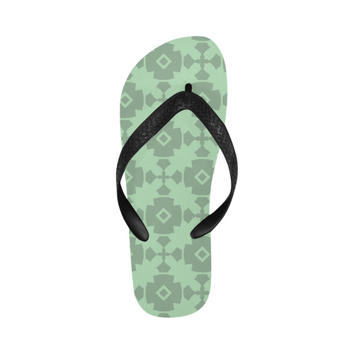 Mint Green Geometric Tile Pattern Flip Flops for Men/Women (Model 040)
