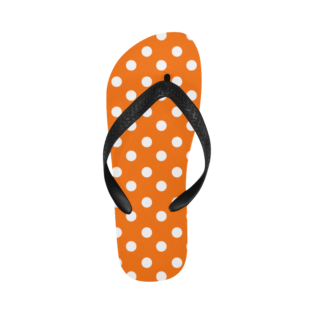 Orange Polka Dots Flip Flops for Men/Women (Model 040)