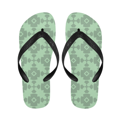 Mint Green Geometric Tile Pattern Flip Flops for Men/Women (Model 040)