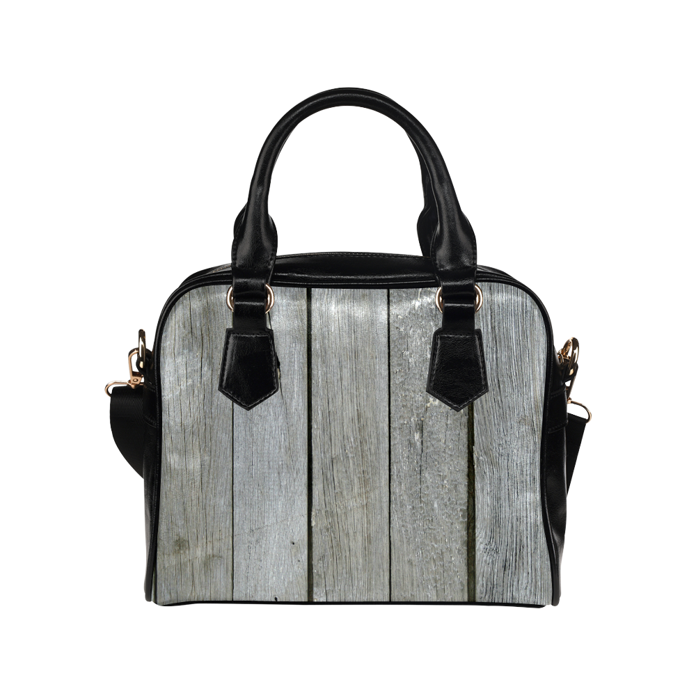 Textured Wood Photo Printed Shoulder Handbag (Model 1634)