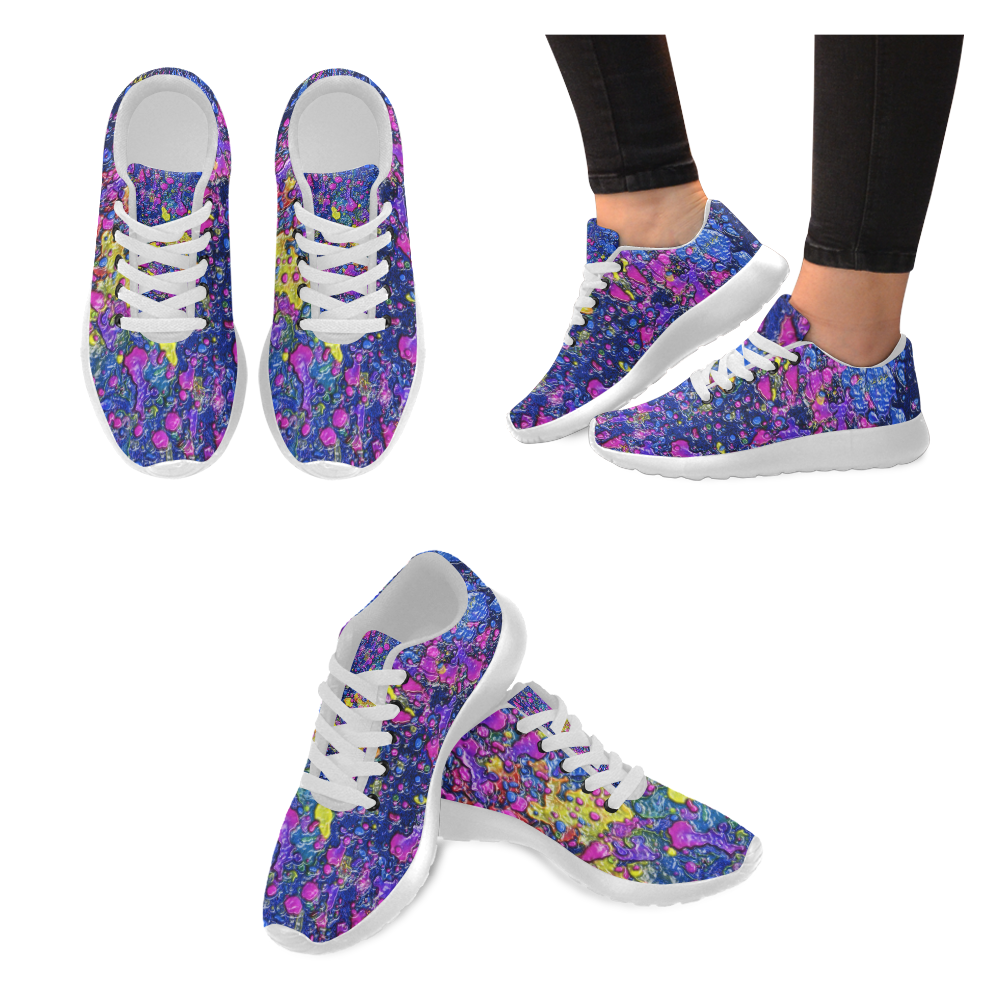 Splattered Blue Paint Women’s Running Shoes (Model 020)